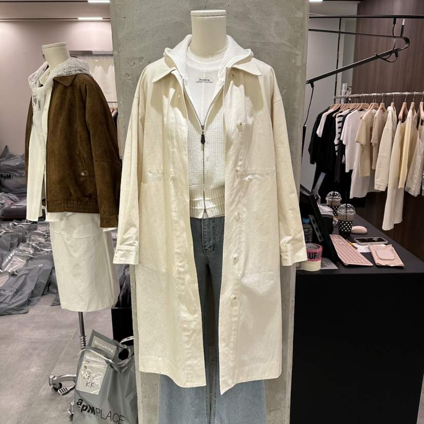 URBANSTORY/REMAKING韓國代購女裝新款職業長款風衣含腰帶Remaking/URBANSTORY長款風衣