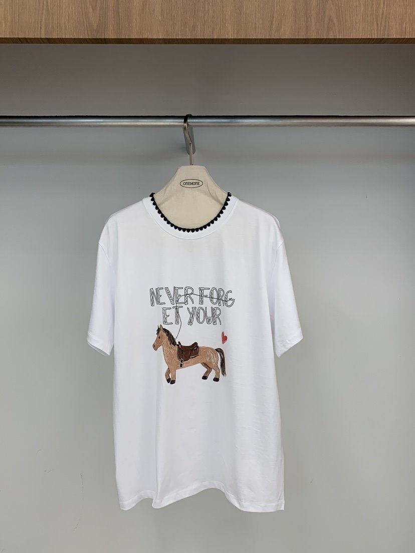 ONE MONE韓國直郵女士新品休閑人氣時尚26春夏真品熱賣T恤ONE MONET恤