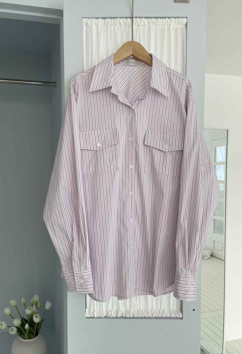 MINIQUEENS東大門直郵女裝新款真品26春夏襯衫蕾絲衫條紋MINIQUEENS襯衫/蕾絲衫