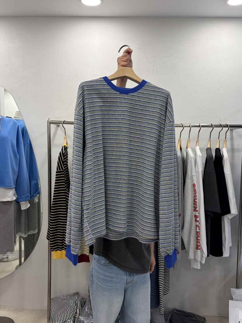 DELICATE韓國直郵女裝新品真品人氣熱賣推薦時尚長袖T恤條紋DELICATE長袖T恤