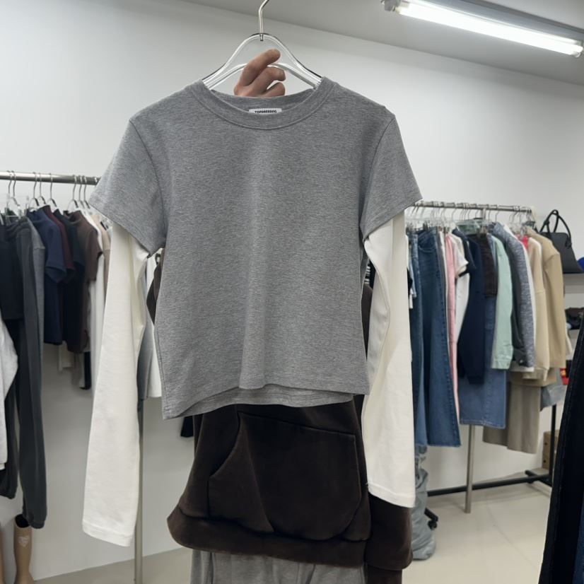TOPDRESSING東大門直郵女士新款休閑真品推薦長袖T恤假兩件TOPDRESSING長袖T恤