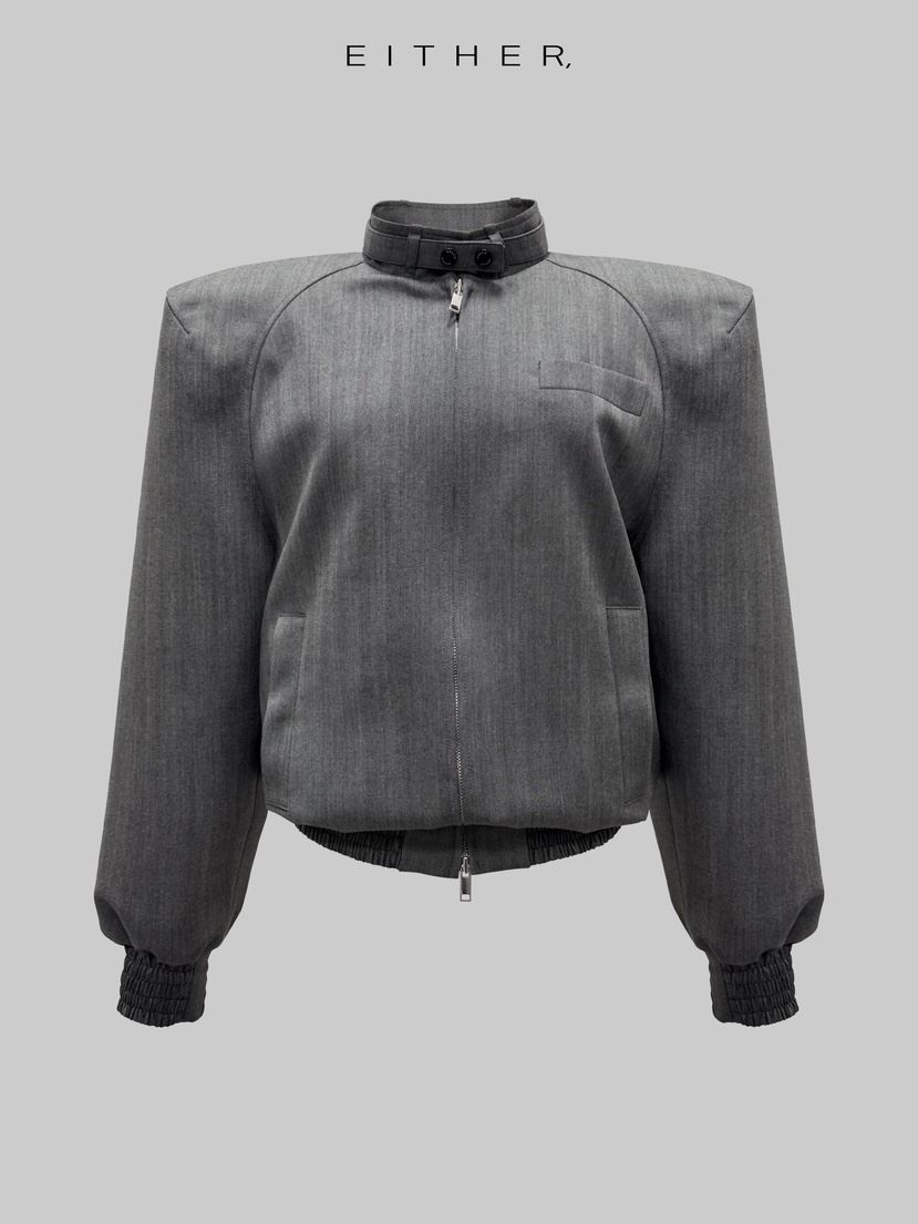 EITHER東大門直郵女裝新款熱賣26春夏職業夾克羊毛人字紋EITHER夾克