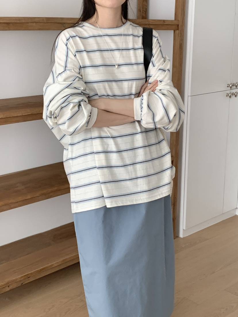 PLANTS ON GRAY東大門實拍女士新款推薦真品長袖T恤條紋PLANTS ON GRAY長袖T恤