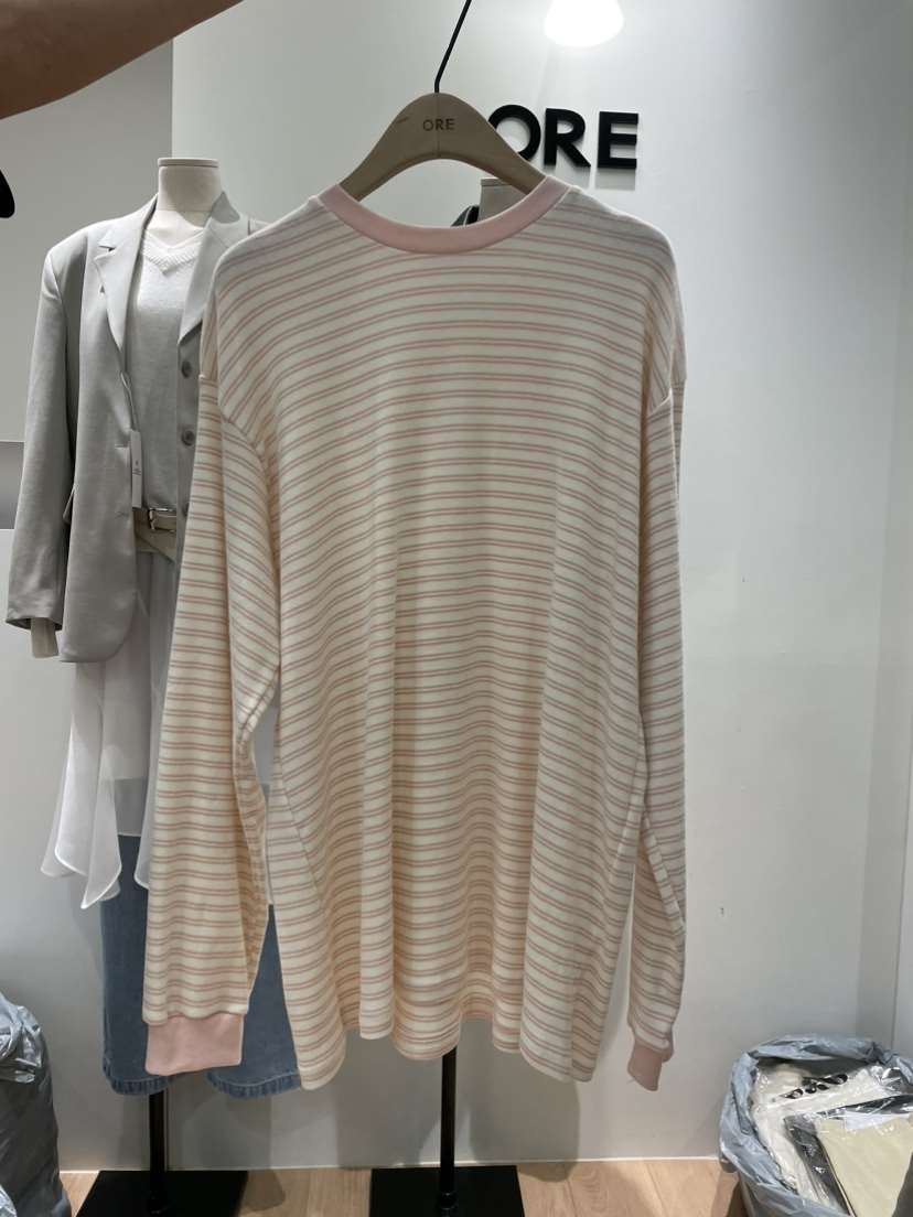 ORE-P東大門直郵女士新款職業時尚推薦人氣熱賣長袖T恤條紋ORE長袖T恤