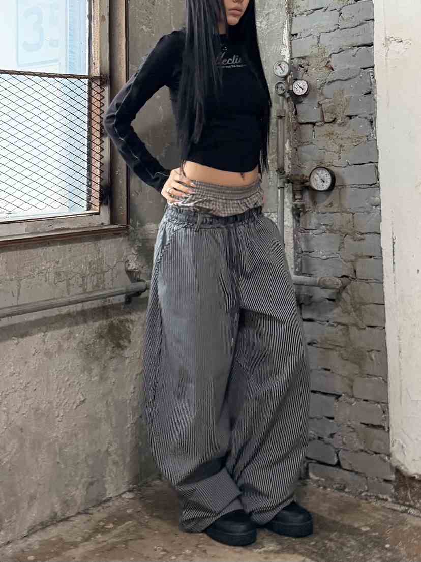 SEEOT韓國直郵女士新品時尚推薦熱賣26春夏休閑褲男女同款條紋SEEOT休閑褲