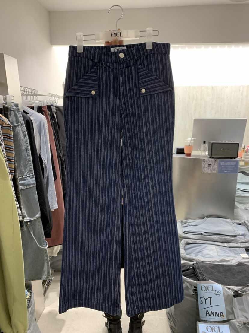 EYEL東大門實拍女士新品人氣休閑時尚26春夏休閑褲喇叭條紋EYEL休閑褲