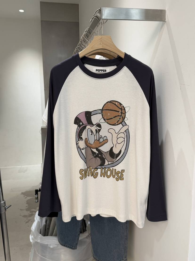 PEPPER-L韓國直郵女士新品人氣26春夏職業時尚長袖T恤鴨PEPPER長袖T恤