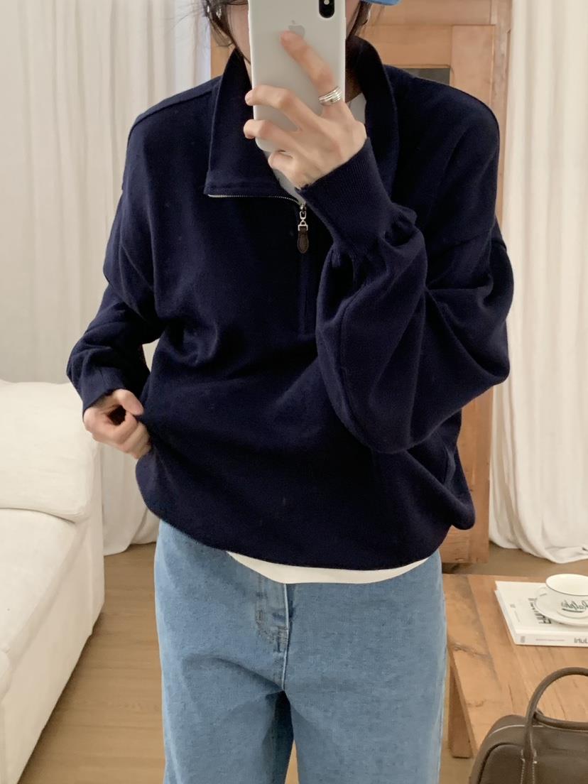 WOOD韓國代購女士新品時尚26春夏休閑職業真品針織衫拉鏈WOOD針織衫