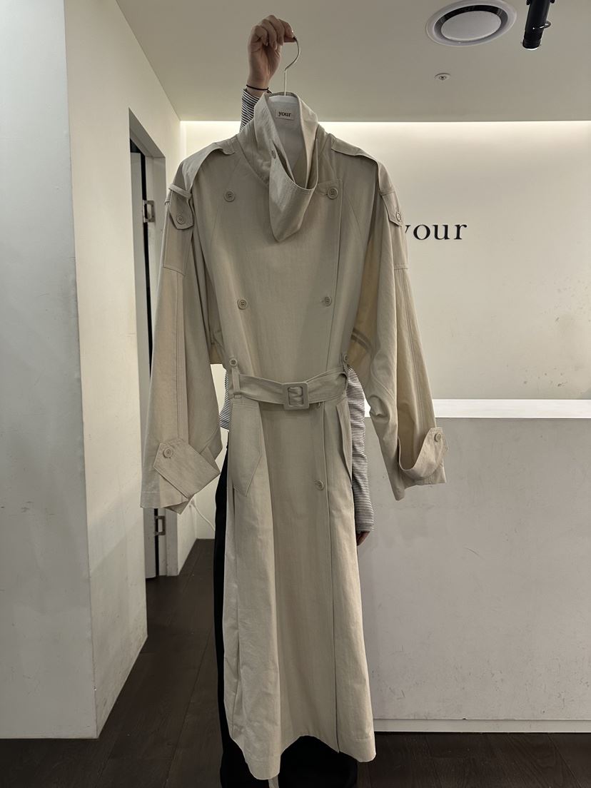 YOUR-P東大門代購女裝新品時尚人氣26春夏長款風衣含腰帶YOUR-P長款風衣