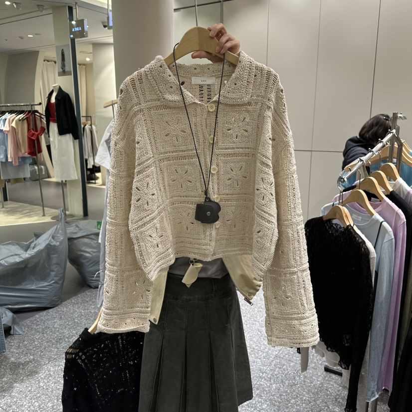 SOF東大門實拍女士新品推薦職業休閑針織衫不含配飾鉤針編織SOF針織衫