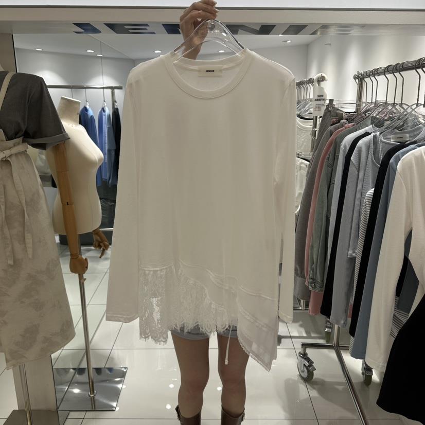 JENNIE東大門直郵女士新款推薦休閑熱賣真品職業長袖T恤蕾絲JENNIE/VENEFIT長袖T恤