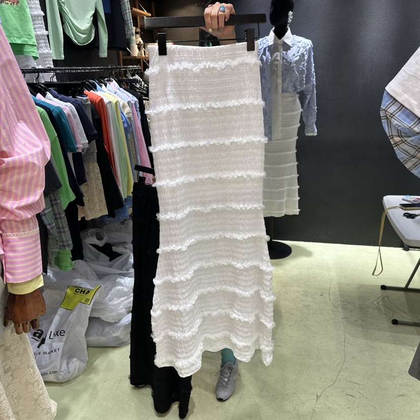 CHAVI東大門實拍女裝新款職業人氣推薦真品時尚熱賣長裙褶皺CHAVI長裙