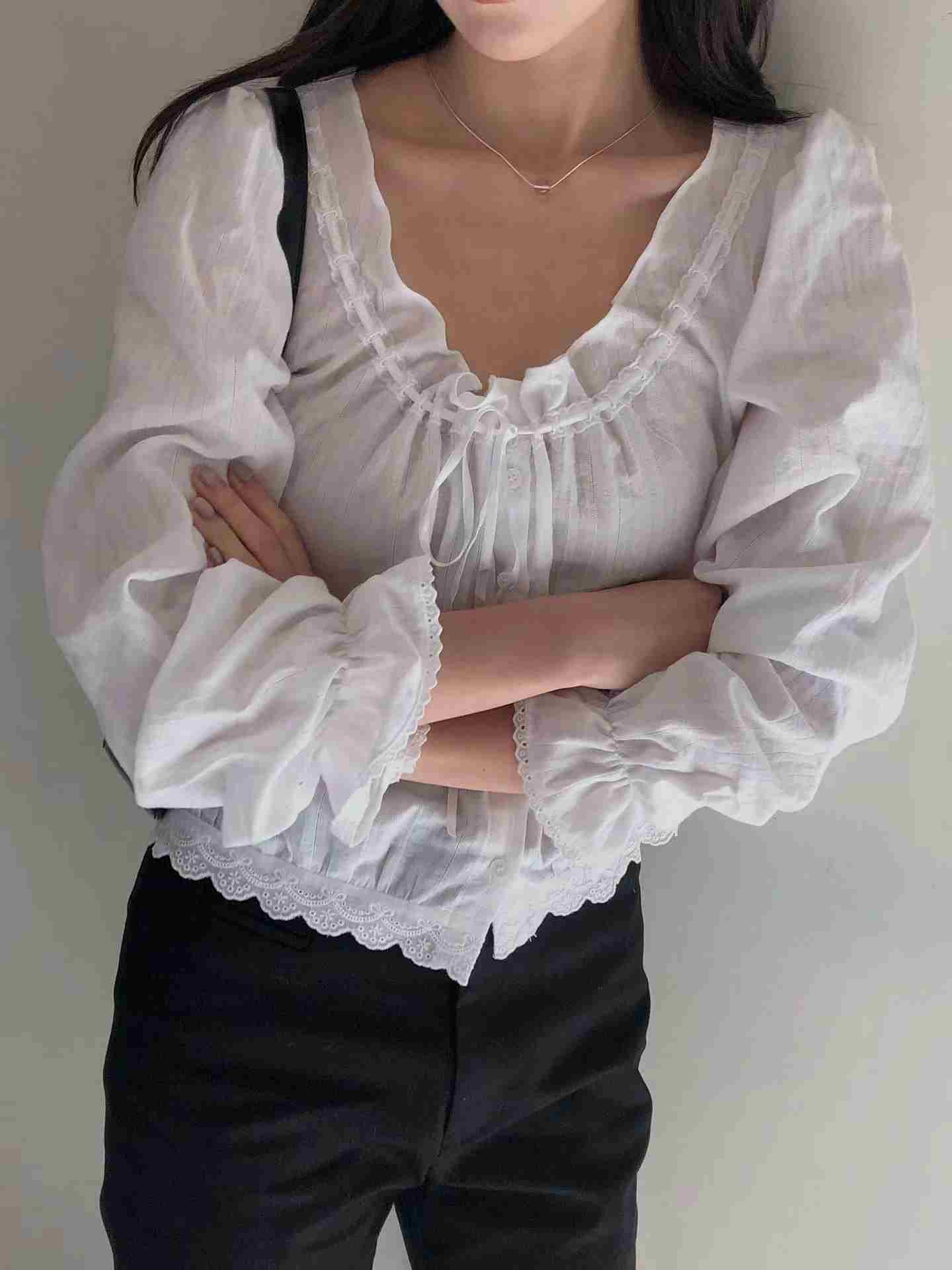 MIELLE-미엘르-OT東大門實拍女士新品真品熱賣襯衫蕾絲衫MIELLE-미엘르-OT襯衫/蕾絲衫