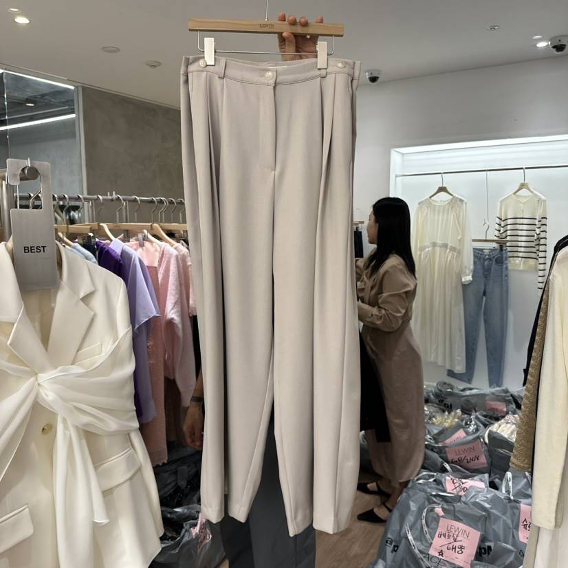 LEWIN韓國代購女裝新款熱賣休閑推薦26春夏人氣休閑褲紐扣LEWIN休閑褲