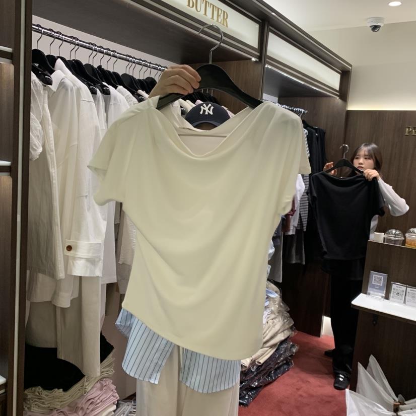 PEANUT BUTTER韓國直郵女裝新品真品推薦職業休閑T恤褶裥PEANUT BUTTERT恤