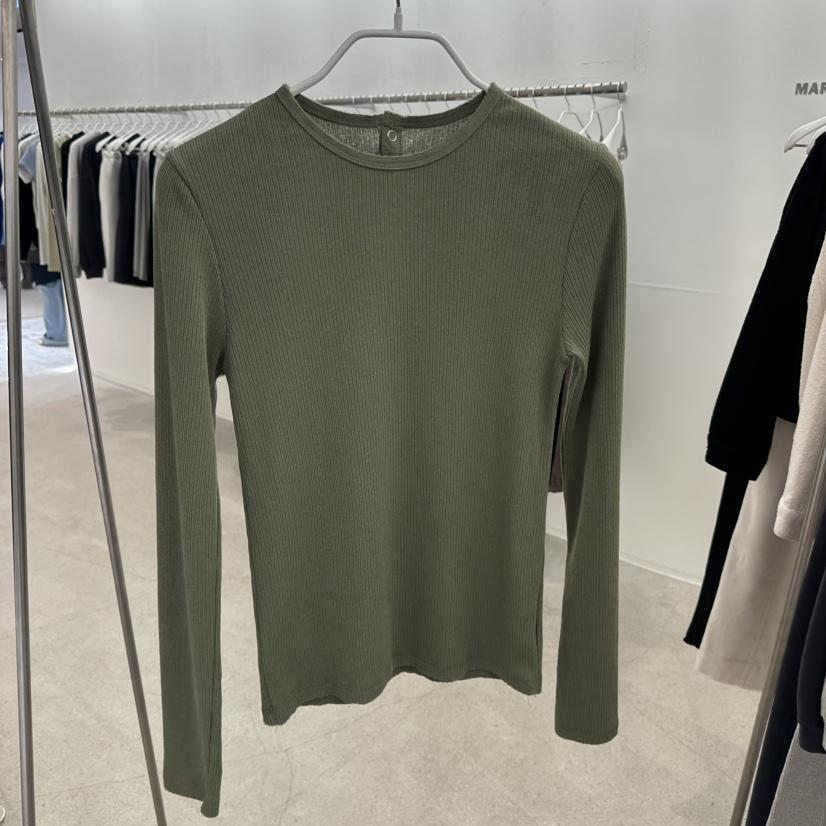 MARAN-P東大門直郵女裝新款熱賣時尚人氣長袖T恤紐扣羅紋MARAN長袖T恤