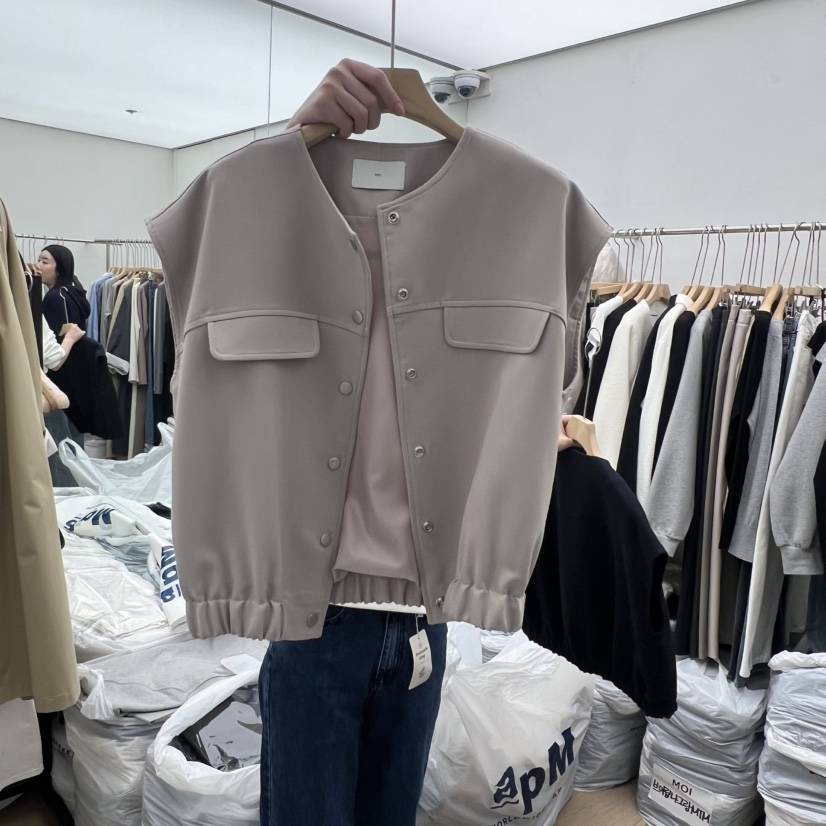 MOI-A東大門代購女士新品職業推薦人氣休閑時尚馬甲口袋MOI-A馬甲