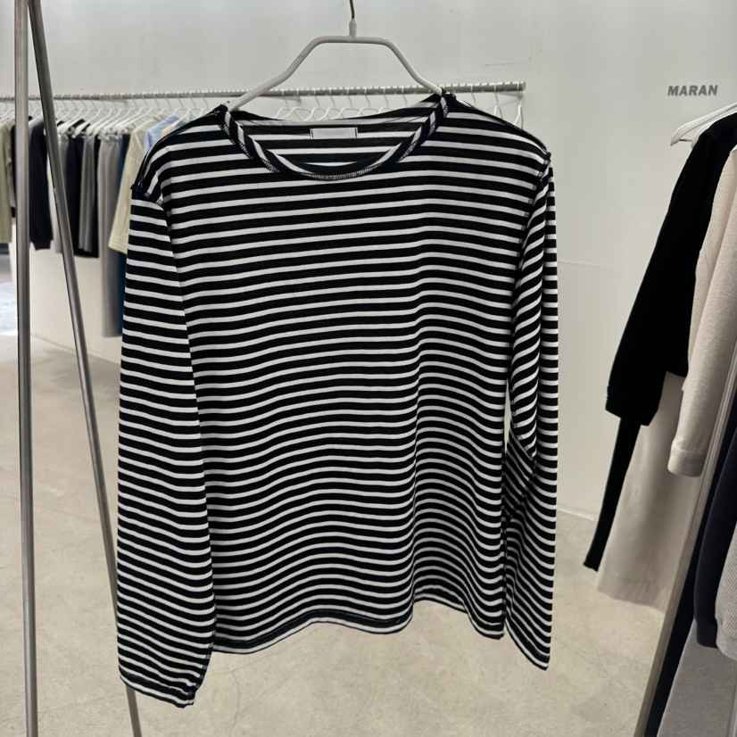 MARAN-P韓國直郵女裝新品26春季推薦職業熱賣長袖T恤條紋MARAN長袖T恤