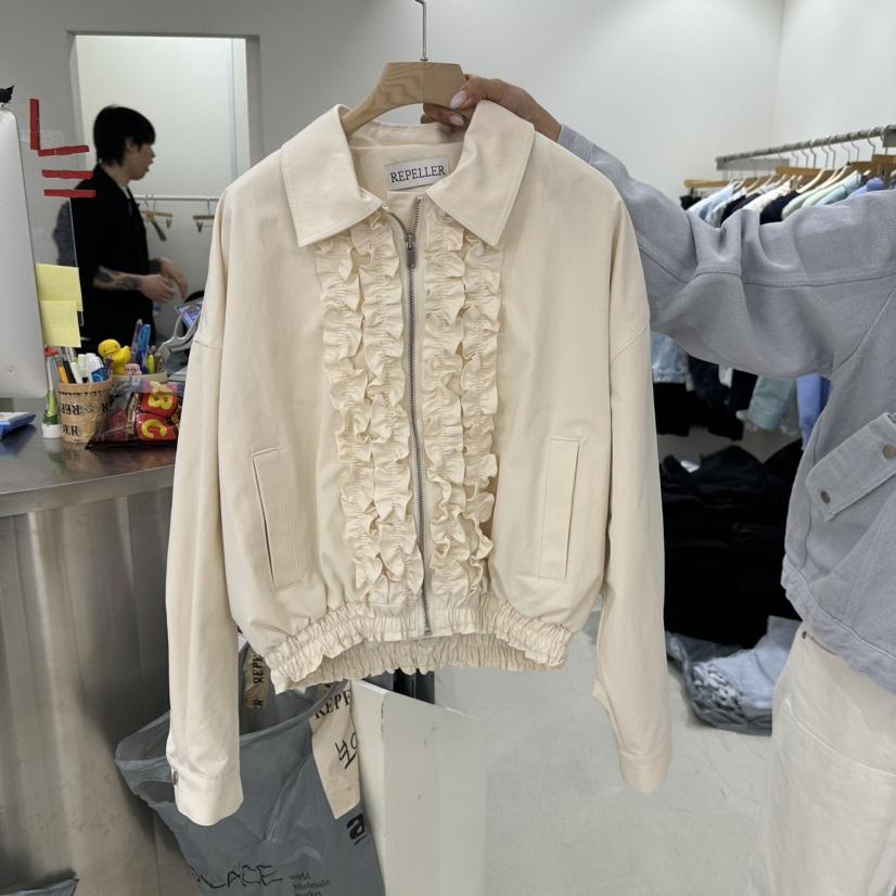 REPELLER東大門實拍女裝新款熱賣休閑26春季時尚夾克荷葉邊REPELLER夾克