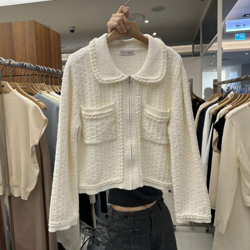 MER東大門直郵女士新品推薦26春季熱賣職業休閑針織衫拉鏈MER/ANGELO BIANCO針織衫