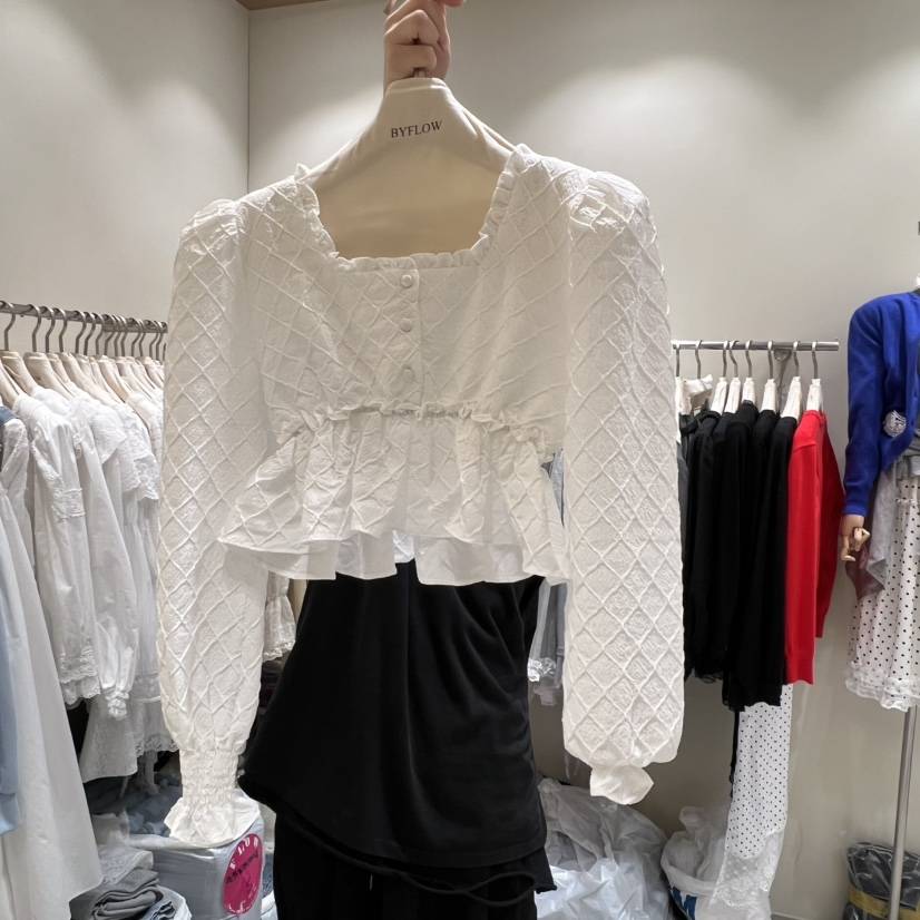 BY FLOW東大門實拍女士新款26春季職業休閑熱賣襯衫蕾絲衫BY FLOW襯衫/蕾絲衫