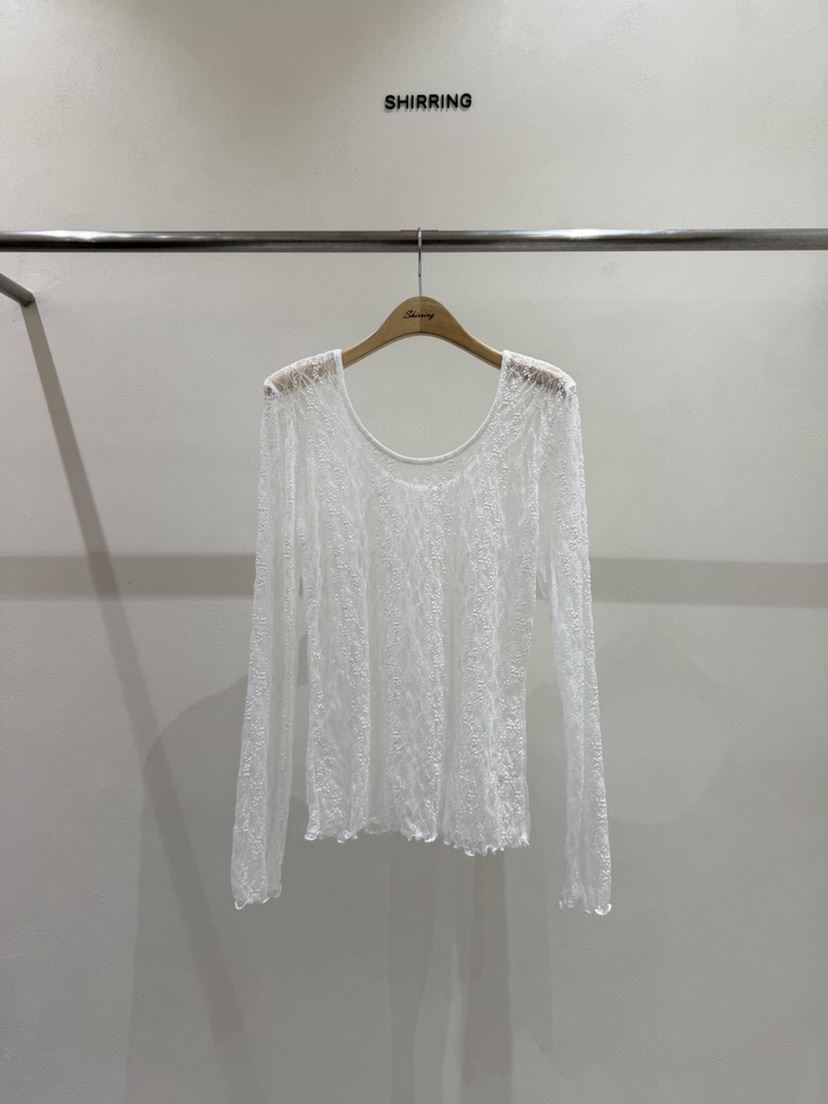 SHIRRING韓國代購女士新款職業休閑時尚真品推薦長袖T恤蕾絲SHIRRING長袖T恤