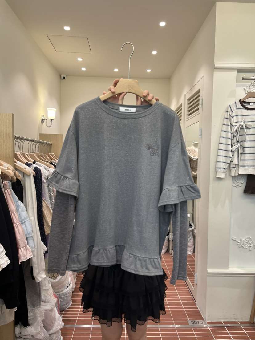 BE&amp;BE東大門實拍女裝新款職業26春夏推薦長袖T恤花朵BE&be長袖T恤