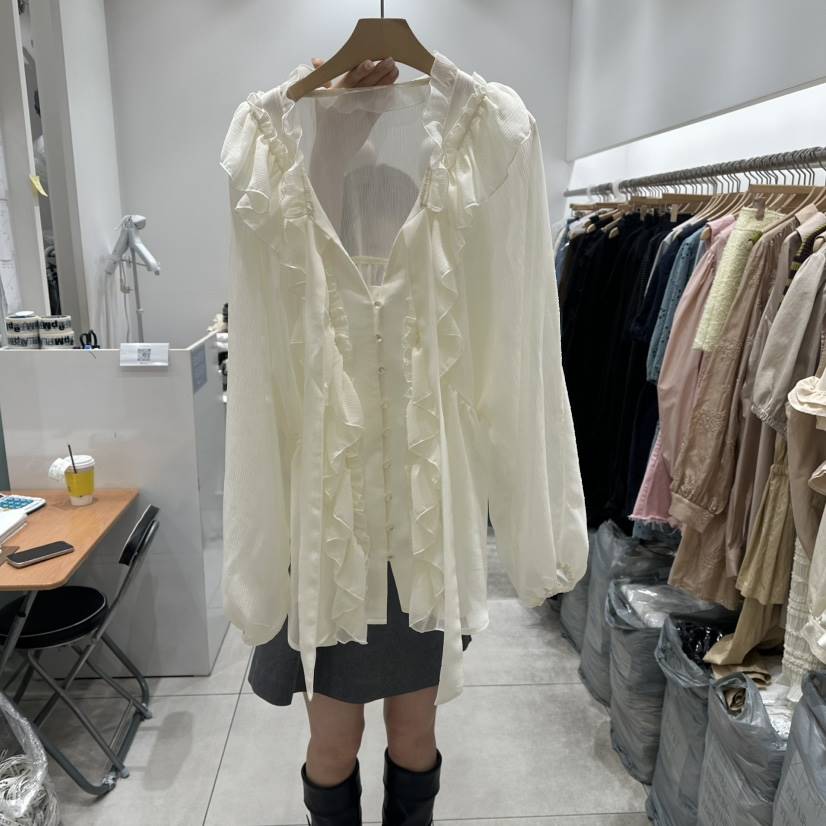 XPARTY韓國代購女裝新品真品人氣時尚推薦休閑襯衫蕾絲衫XPARTY襯衫/蕾絲衫