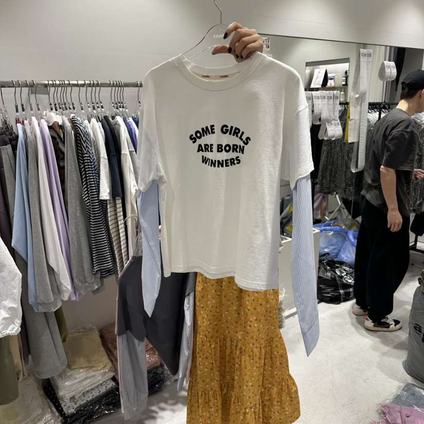 COMBO東大門實拍女裝新品職業時尚26春夏休閑長袖T恤假兩件COM_BO長袖T恤