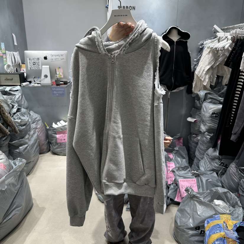 RIBBON韓國代購女士新款熱賣人氣休閑時尚夾克連帽拉鏈衫RIBBON夾克