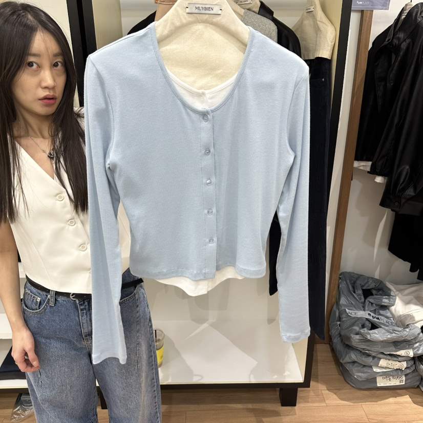 MUYBIEN韓國直郵女士新品推薦26春夏真品人氣針織衫假兩件MUYBIEN針織衫