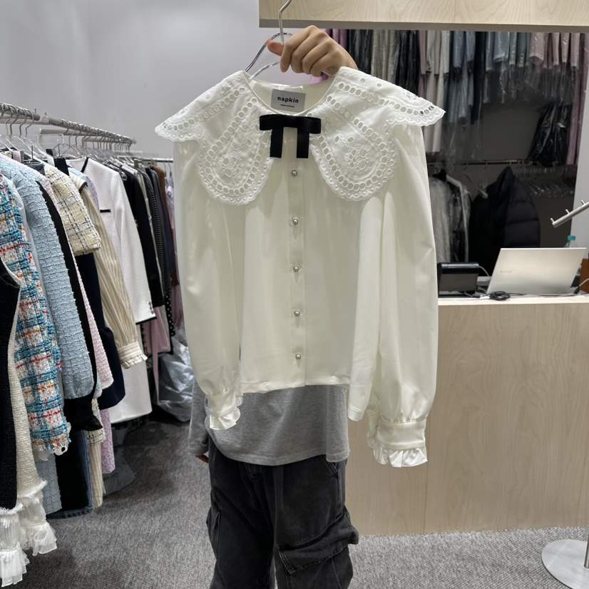NAPKIN韓國代購女士新款職業26春夏休閑時尚真品襯衫蕾絲衫NAPKIN襯衫/蕾絲衫