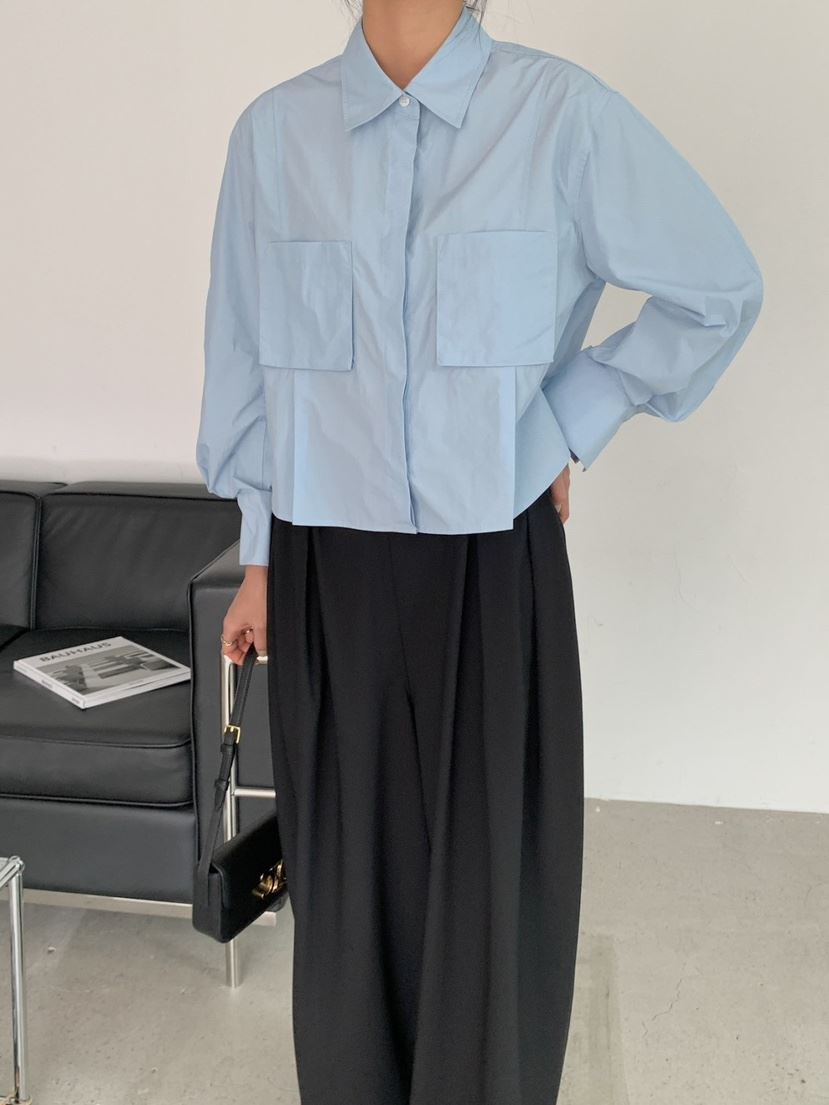 THE SIL東大門實拍女士新品推薦職業休閑襯衫蕾絲衫口袋THE SIL/1 2ILLY襯衫/蕾絲衫