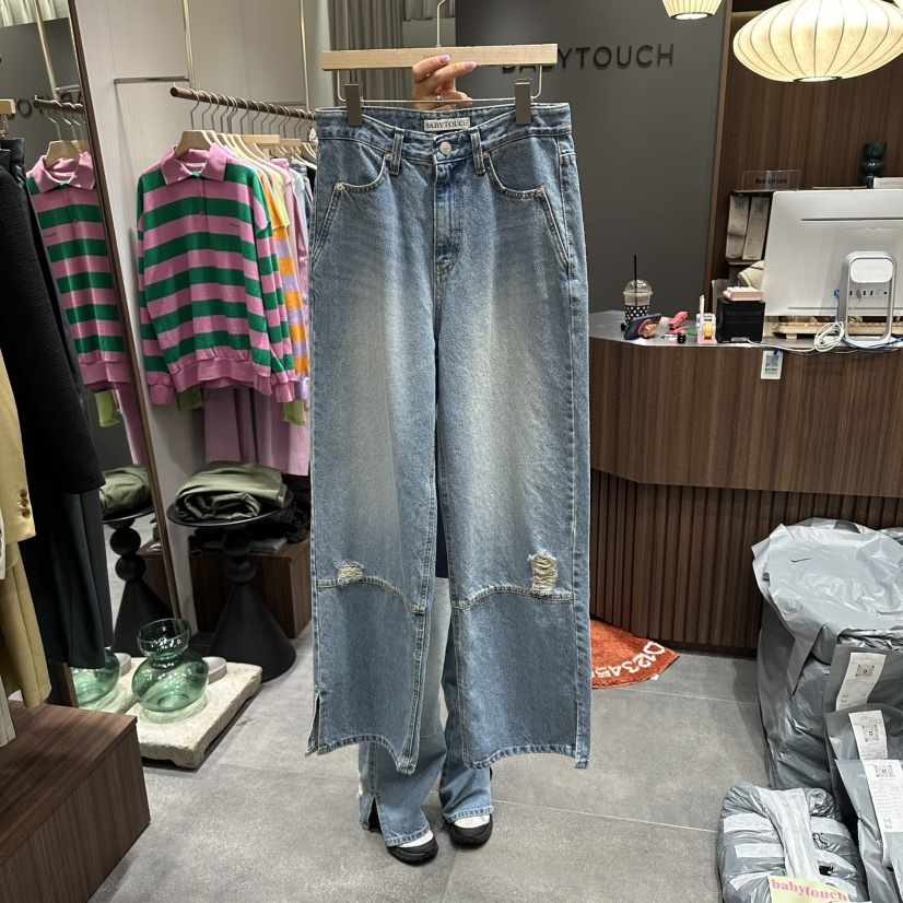BABYTOUCH韓國直郵女裝新品人氣時尚26春夏熱賣牛仔褲開衩BABYTOUCH牛仔褲