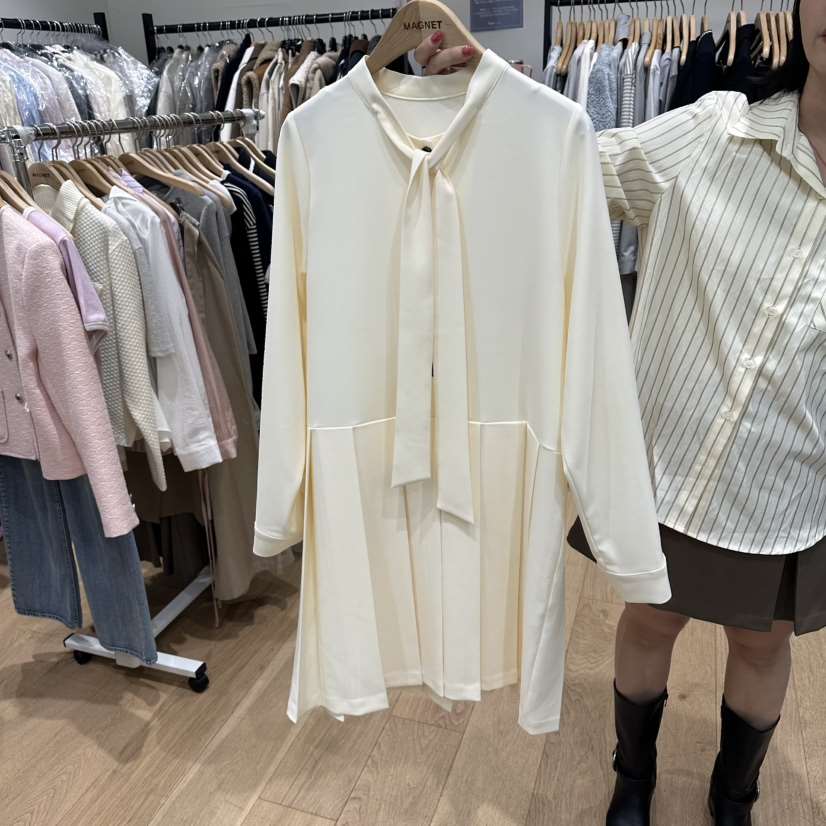 M.G.N韓國直郵女士新款休閑推薦26春夏熱賣職業連衣裙褶皺MAGNET連衣裙