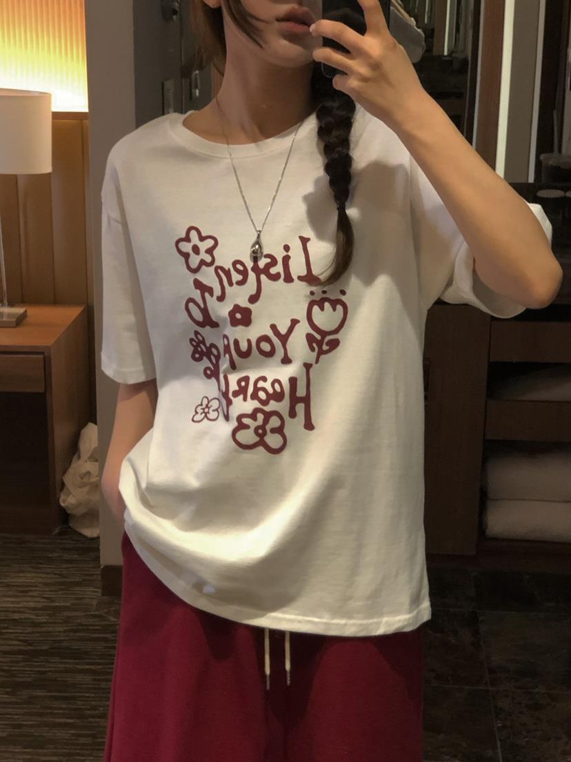 ONDO-P韓國代購女裝新品時尚職業推薦休閑熱賣26春夏T恤花朵ONDO-PT恤