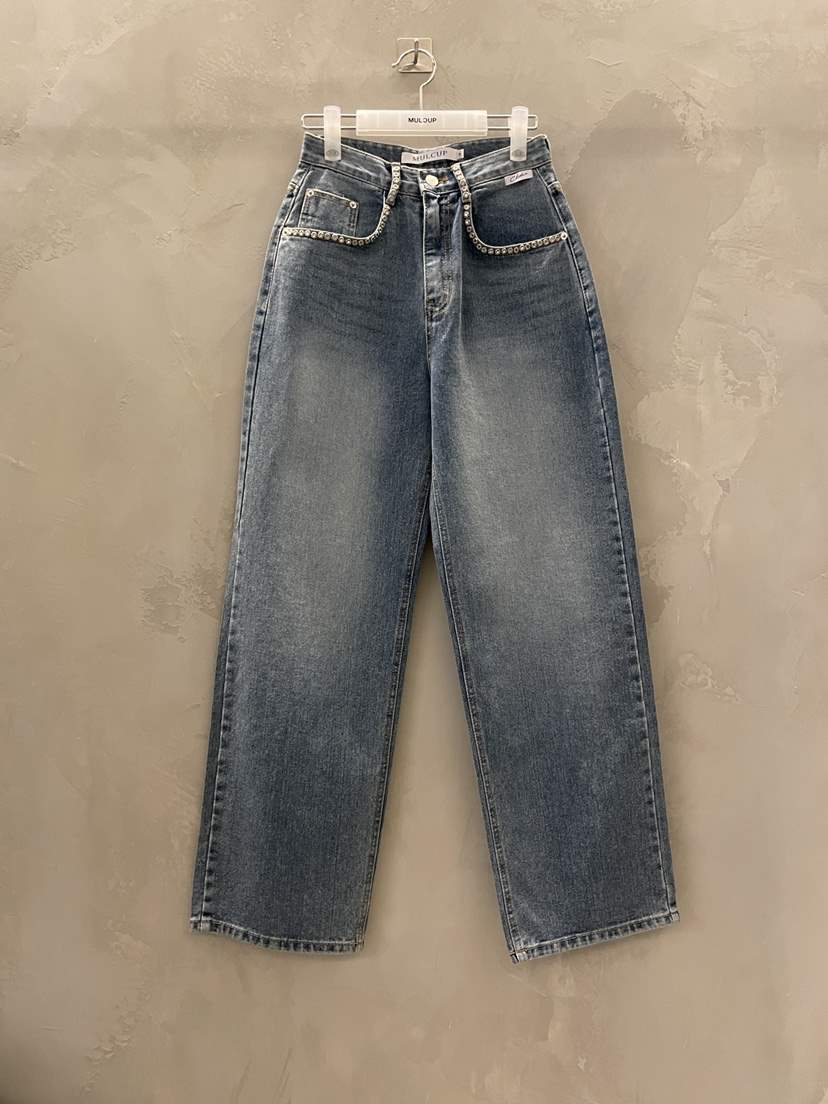 MULCUP韓國直郵女士新款熱賣真品人氣休閑推薦時尚牛仔褲MULCUP牛仔褲