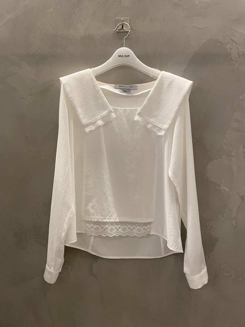 MULCUP東大門實拍女裝新品推薦休閑襯衫蕾絲衫可拆卸圍巾MULCUP襯衫/蕾絲衫