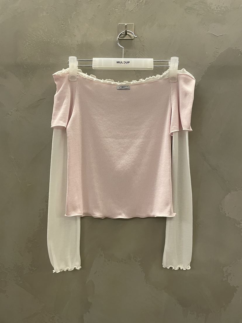 MULCUP韓國代購女士新品休閑時尚推薦長袖T恤假兩件雙排扣MULCUP長袖T恤