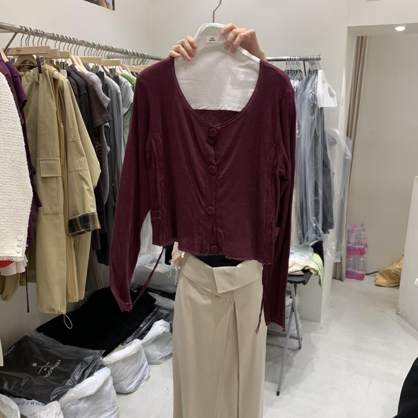 FRE韓國直郵實拍女裝新品26春夏休閑人氣時尚長袖T恤紐扣FRE長袖T恤