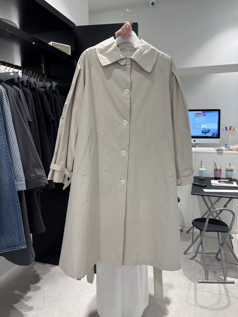 CREAM-P韓國東大門直郵女裝新品人氣26春夏長款風衣含腰帶CREAM-P長款風衣