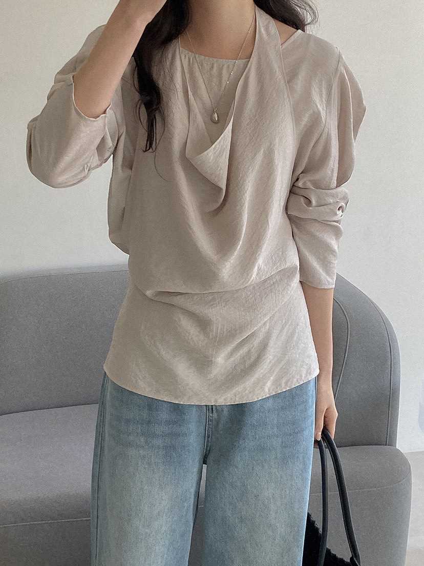 X韓國代購女裝新款休閑熱賣人氣26春夏推薦時尚襯衫蕾絲衫X襯衫/蕾絲衫