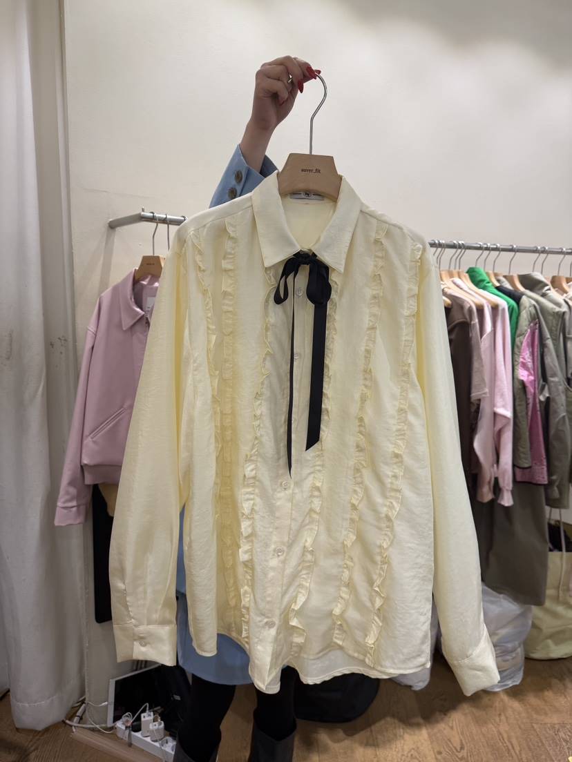 AUVERFIT韓國直郵女士新款職業推薦26春夏襯衫蕾絲衫含領帶AUVERFIT襯衫/蕾絲衫