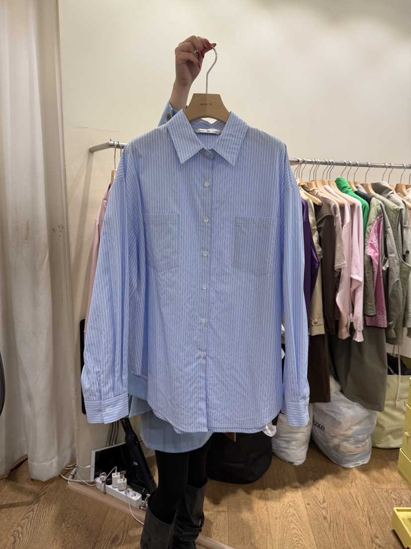 AUVERFIT韓國東大門代購女士新款時尚推薦襯衫蕾絲衫雙口袋AUVERFIT襯衫/蕾絲衫