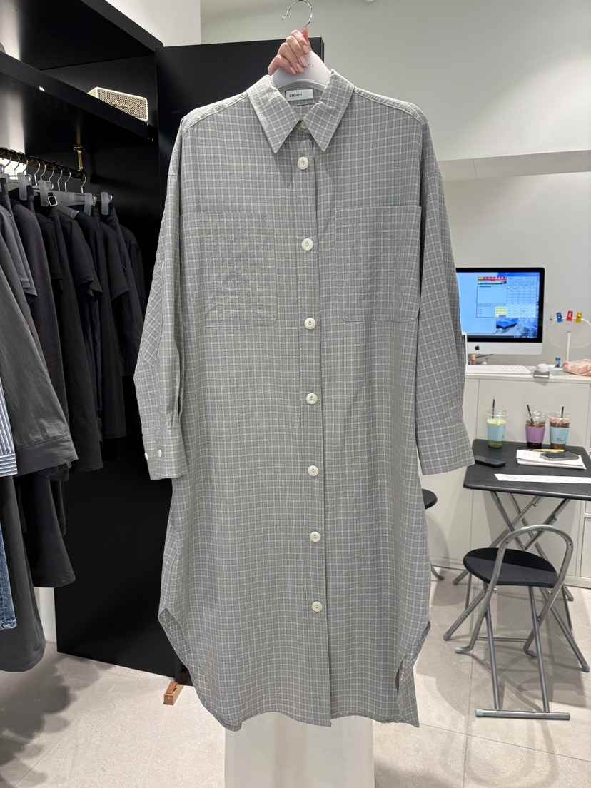 CREAM-P韓國直郵實拍女裝新款26春夏人氣連衣裙含腰帶格子CREAM-P連衣裙