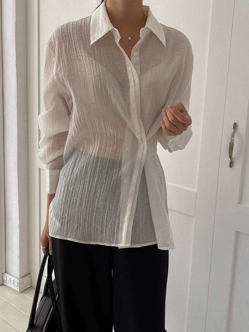 X韓國代購女裝新品職業休閑推薦熱賣26春夏人氣襯衫蕾絲衫X襯衫/蕾絲衫