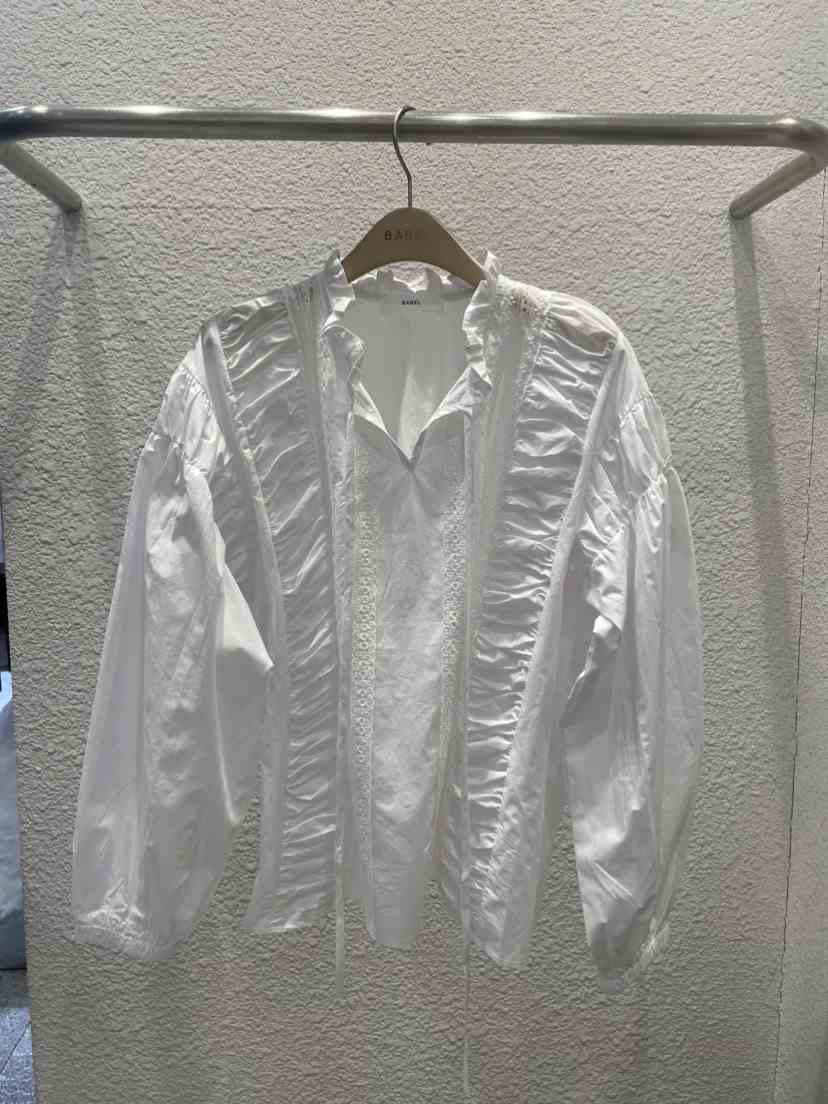 BABEL韓國直郵女裝新款人氣熱賣時尚職業推薦襯衫蕾絲衫褶皺BABEL襯衫/蕾絲衫