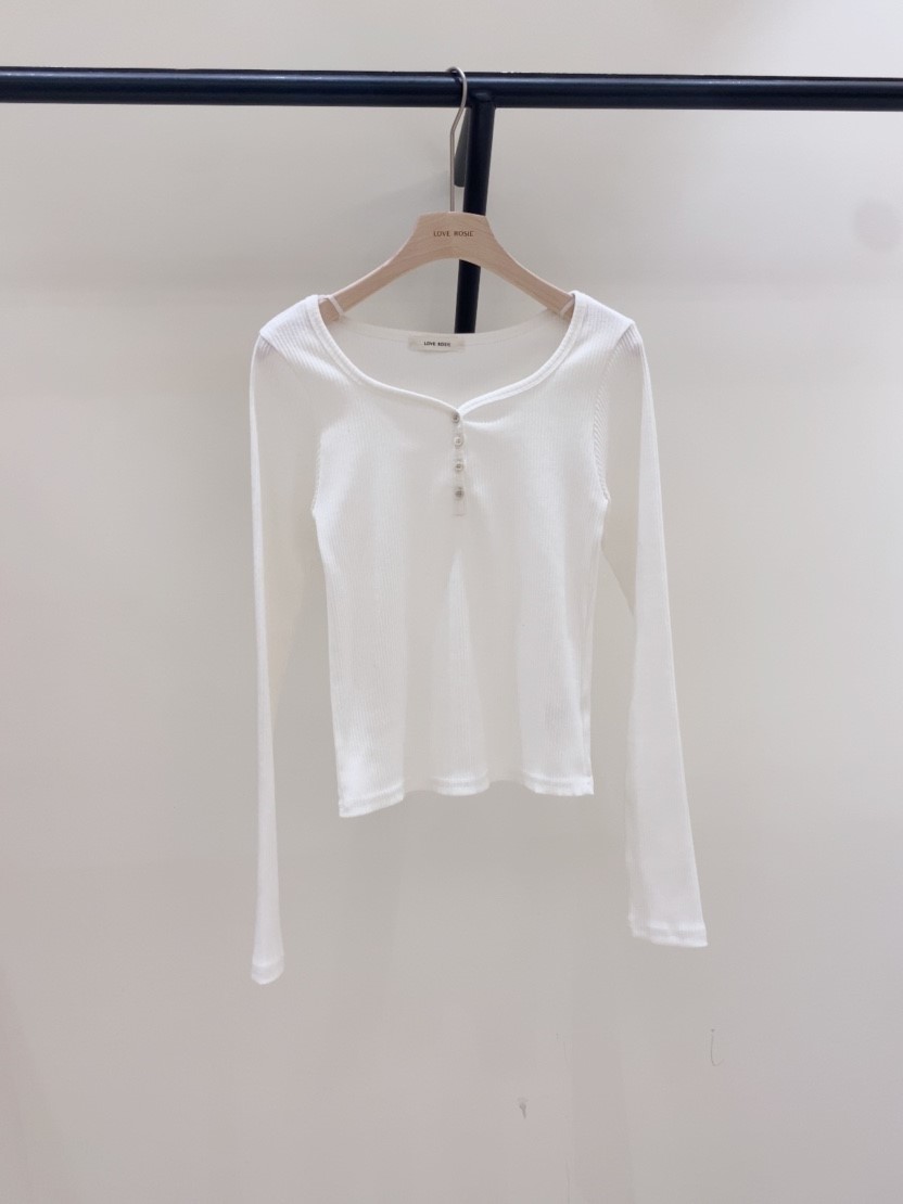LOVE ROSIE韓國直郵女裝新品職業26春夏時尚長袖T恤紐扣LOVE ROSIE長袖T恤