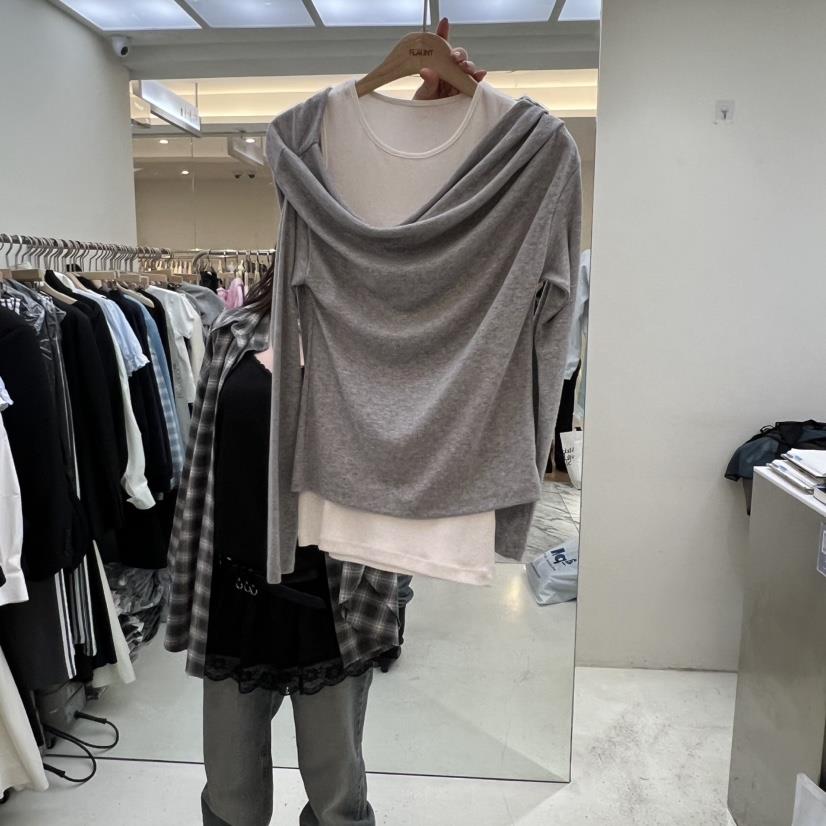 FLAUNT東大門實拍女裝新款人氣熱賣推薦26春夏長袖T恤假兩件FLAUNT長袖T恤