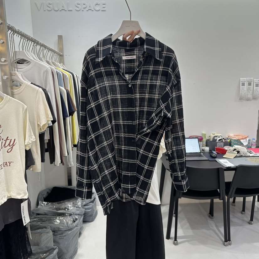 VISUAL SPACE/PAGE92/FLEISCHER東大門代購女裝新品真品襯衫蕾絲衫格紋VISUAL SPACE/PAGE92/FLEISCHER襯衫/蕾絲衫